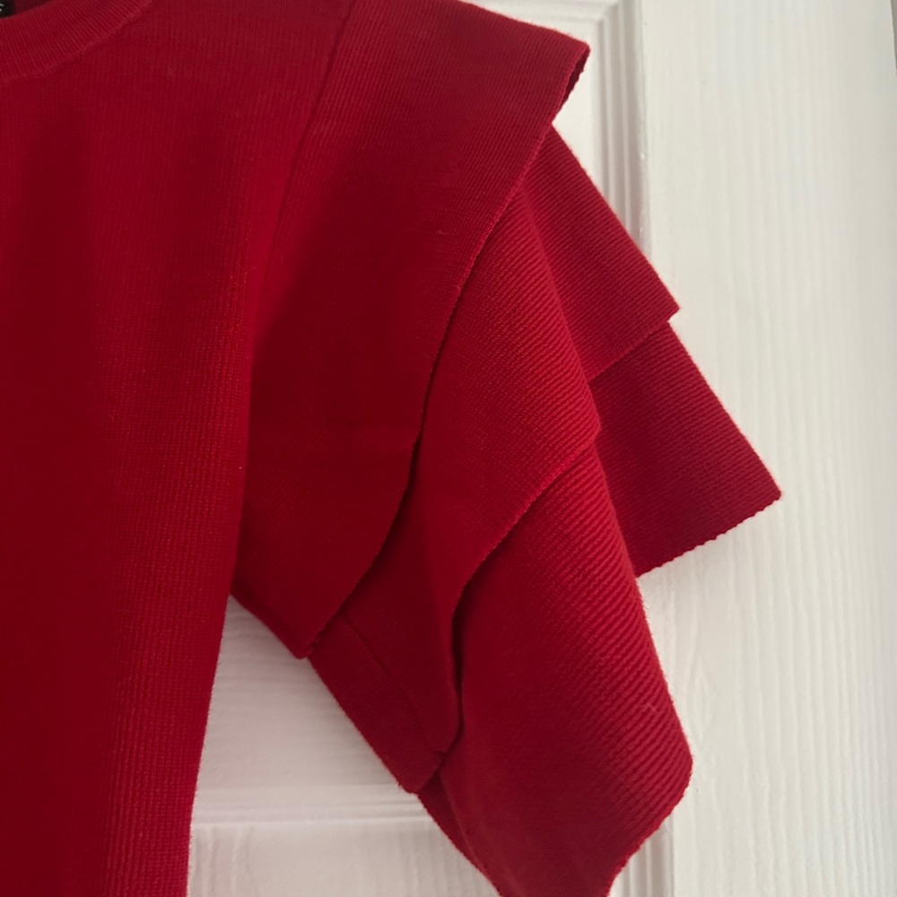 Red Ruffled Sleeve Top - Picture 2 of 4